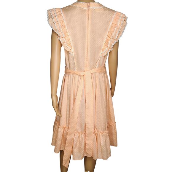 70s Jeri Bee Belted Rockabilly Prairie Square Dance Ruffle Layered Dress Size 16 - Picture 7 of 13